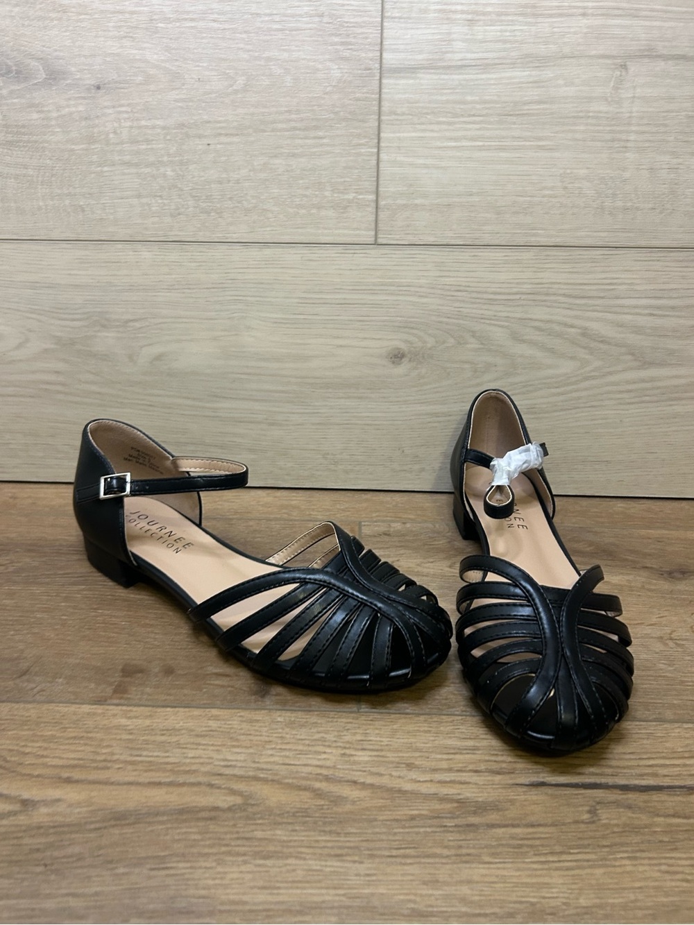 JOURNEE COLLECTION Womens Black Padded Joannah Round Toe Buckle Flats Shoes 8 M
